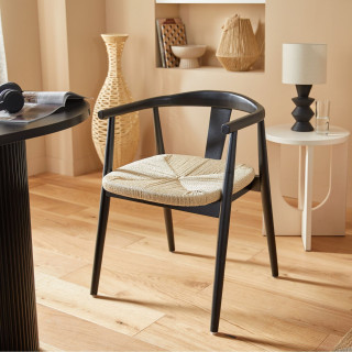 Lot de 2 fauteuils à dîner en bois YAMATO - Noir