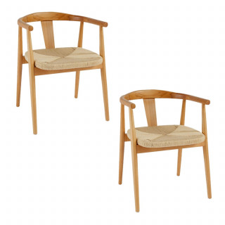 Lot de 2 fauteuils à dîner en bois YAMATO - Marron