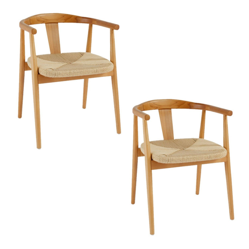 Lot de 2 fauteuils à dîner en bois YAMATO - Marron
