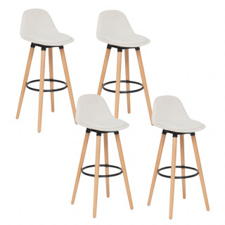 Lot de 4 chaises de bar avec coussin MAXON - Blanc