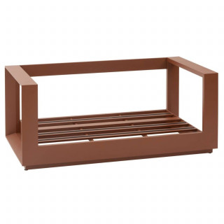 Canapé de jardin en aluminium 2 places ALLURE - Beige zébrano et acajou