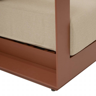 Canapé de jardin en aluminium 2 places ALLURE - Beige zébrano et acajou