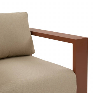 Canapé de jardin en aluminium 2 places ALLURE - Beige zébrano et acajou