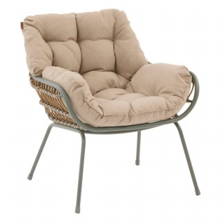 Salon de jardin en aluminium 2 places PAOPAO - Beige et vert laurier