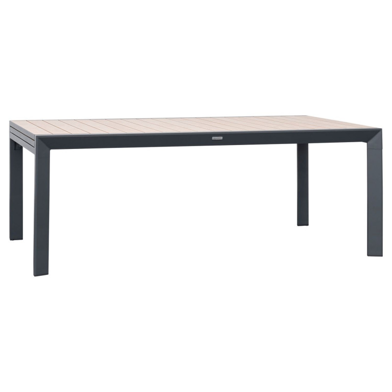 Table de jardin extensible en aluminium effet bois 12 places EVASION - Honey et graphite