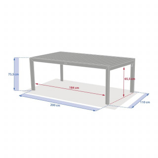 Table de jardin extensible en aluminium effet bois 12 places EVASION - Honey et graphite