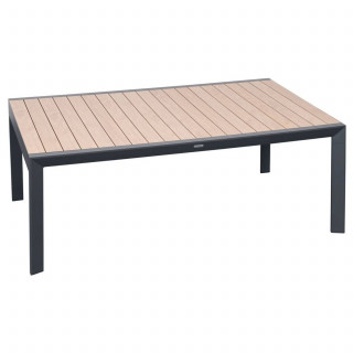 Table de jardin extensible en aluminium effet bois 12 places EVASION - Honey et graphite
