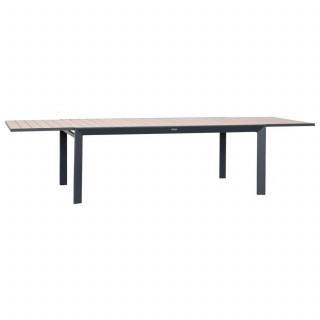 Table de jardin extensible en aluminium effet bois 12 places EVASION - Honey et graphite