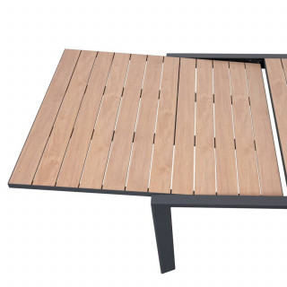 Table de jardin extensible en aluminium effet bois 12 places EVASION - Honey et graphite