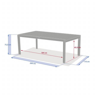 Table de jardin extensible en aluminium effet bois 12 places EVASION - Lin et vert laurier