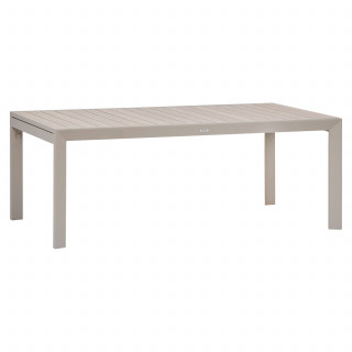 Table de jardin extensible en aluminium effet bois 12 places EVASION - Lin et argile
