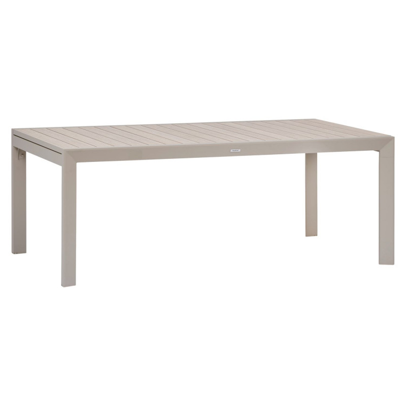 Table de jardin extensible en aluminium effet bois 12 places EVASION - Lin et argile