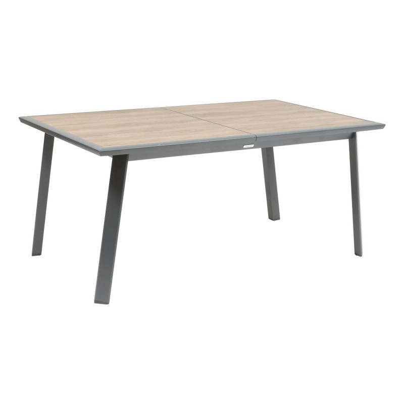 Table de jardin extensible en aluminium effet bois 10 places PAVANE - Truffe et graphite