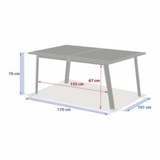 Table de jardin extensible en aluminium effet bois 10 places PAVANE - Truffe et graphite