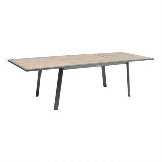 Table de jardin extensible en aluminium effet bois 10 places PAVANE - Truffe et graphite