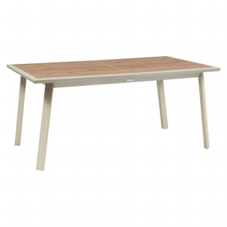 Table de jardin extensible en aluminium effet bois 10 places PAVANE - Malte et argile