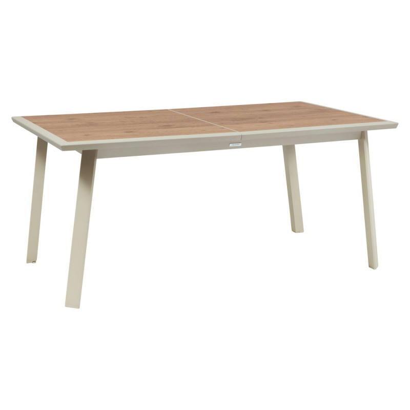 Table de jardin extensible en aluminium effet bois 10 places PAVANE - Malte et argile