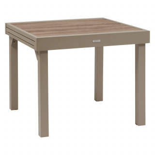Table de jardin extensible en aluminium effet bois 8 places PIAZZA - Truffe et café