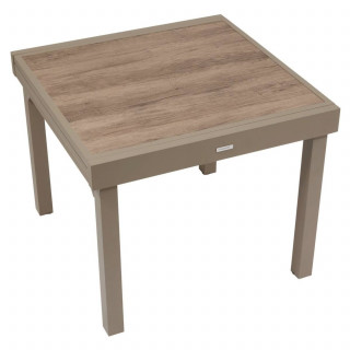 Table de jardin extensible en aluminium effet bois 8 places PIAZZA - Truffe et café