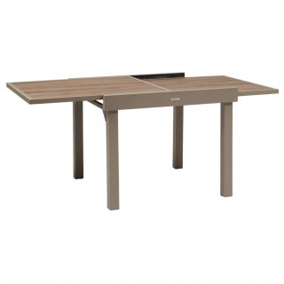 Table de jardin extensible en aluminium effet bois 8 places PIAZZA - Truffe et café