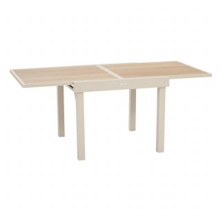 Table de jardin extensible en aluminium effet bois 8 places PIAZZA - Epeautre et argile