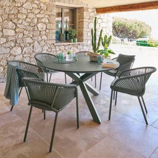 Table de jardin ronde en aluminium 6 places ORYON - Laurier