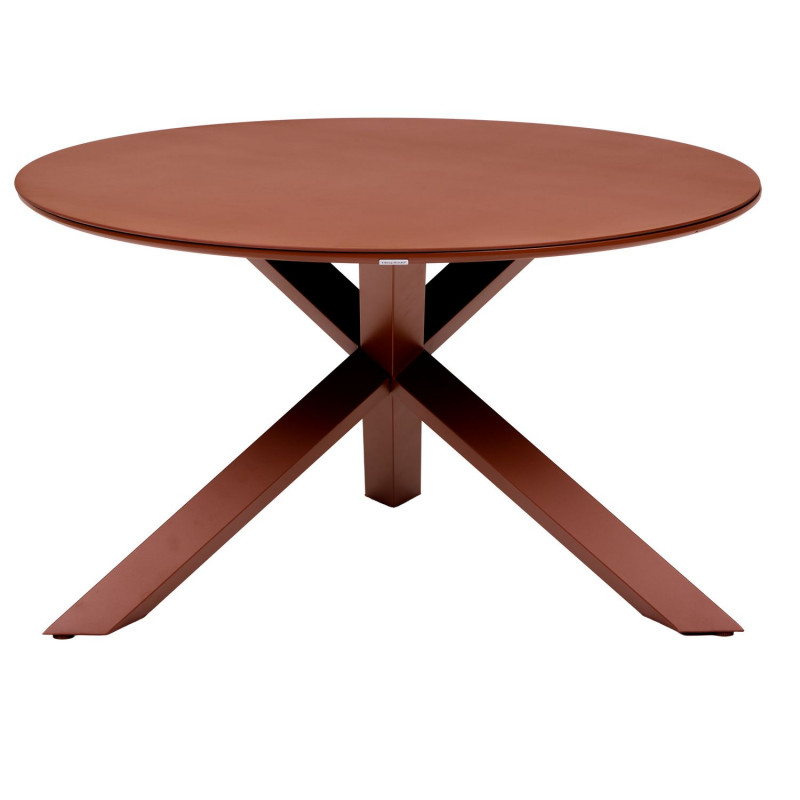 Table de jardin ronde en aluminium 6 places ORYON - Acajou