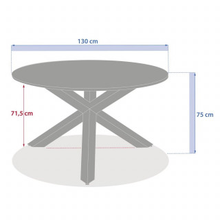 Table de jardin ronde en aluminium 6 places ORYON - Café