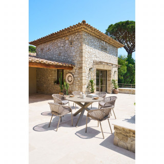 Table de jardin ronde en aluminium 6 places ORYON - Café