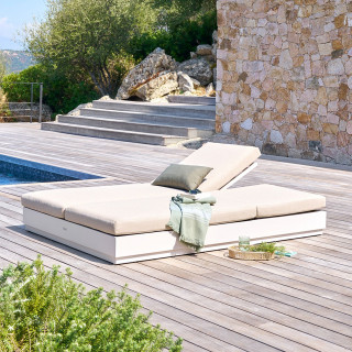 Lit de piscine en aluminium 2 places ALLURE - Beige et Avoine