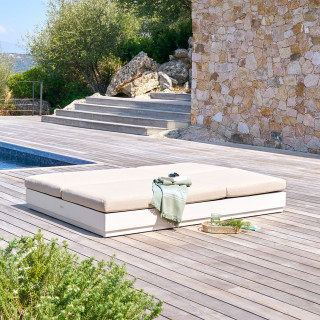 Lit de piscine en aluminium 2 places ALLURE - Beige et Avoine