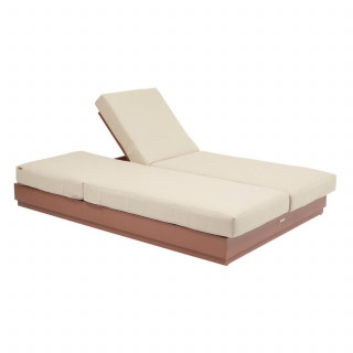 Lit de piscine en aluminium 2 places ALLURE - Beige et Acajou