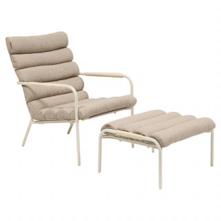 Fauteuil relax de jardin avec repose pieds SOLANI - Argile
