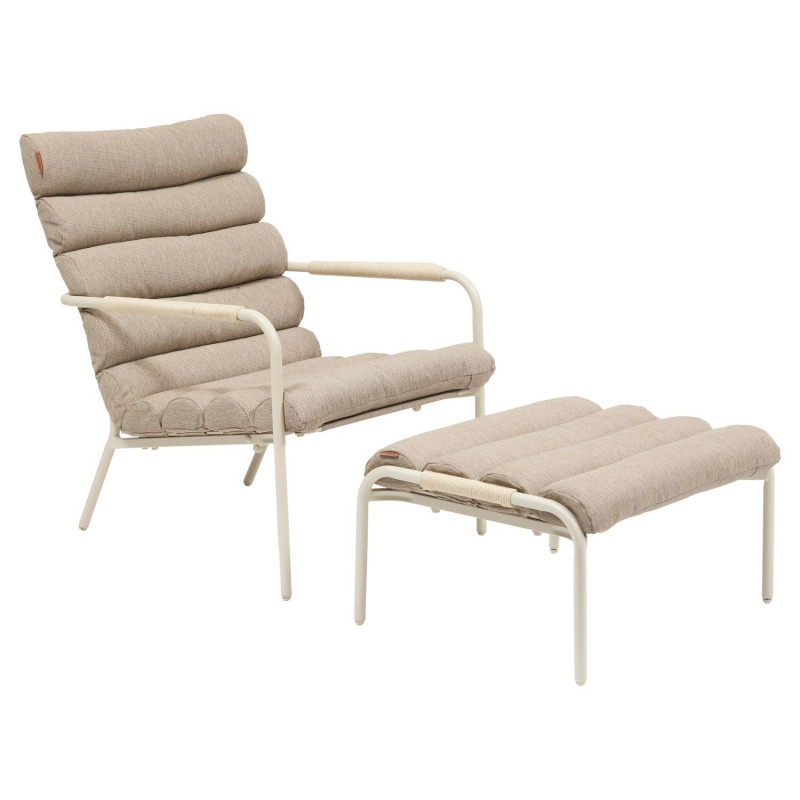 Fauteuil relax de jardin avec repose pieds SOLANI - Argile