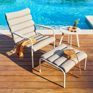 Fauteuil relax de jardin avec repose pieds SOLANI - Argile