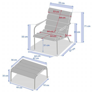 Fauteuil relax de jardin avec repose pieds SOLANI - Argile