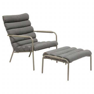 Fauteuil relax de jardin avec repose pieds SOLANI - Café