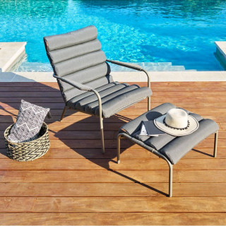 Fauteuil relax de jardin avec repose pieds SOLANI - Café