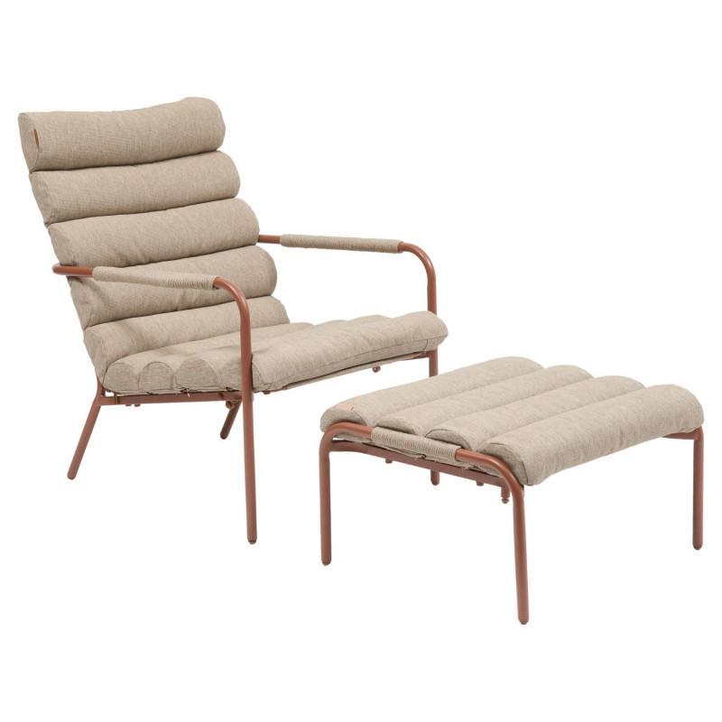 Fauteuil relax de jardin avec repose pieds SOLANI - Acajou