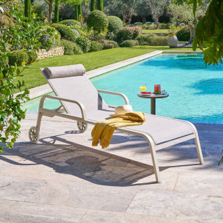 Transat en aluminium et texaline OSMALA - Beige et argile