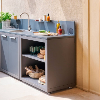Module avec étagère pour cuisine d'été OXYANA - Graphite