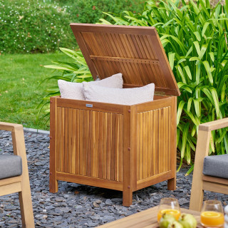 Coffre de rangement extérieur en acacia LORANA - Marron