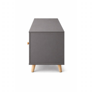 Meuble TV design Samy - L. 120 x H. 50 cm - Blanc et gris foncé