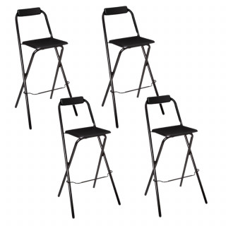 Lot de 4 Chaises de bar pliante Louna - H. 97,5 cm - Noir