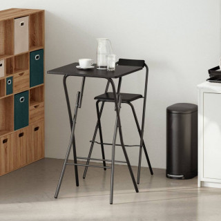 Lot de 4 Chaises de bar pliante Louna - H. 97,5 cm - Noir