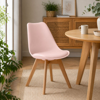 Lot de 4 Chaises design scandinave Baya - Rose poudré