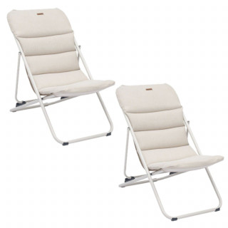 Lot de 2 chiliennes de jardin pliante NILLIA - Lin et argile