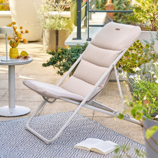 Lot de 2 chiliennes de jardin pliante NILLIA - Lin et argile