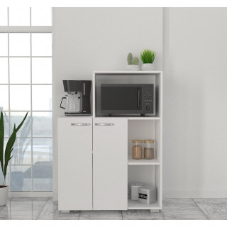 Meuble de rangement cuisine avec niche micro-ondes - Blanc
