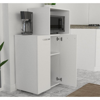 Meuble de rangement cuisine avec niche micro-ondes - Blanc